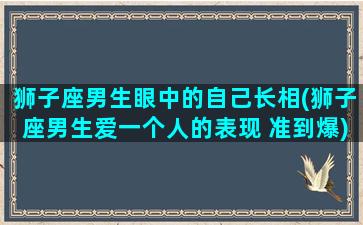 狮子座男生眼中的自己长相(狮子座男生爱一个人的表现 准到爆)